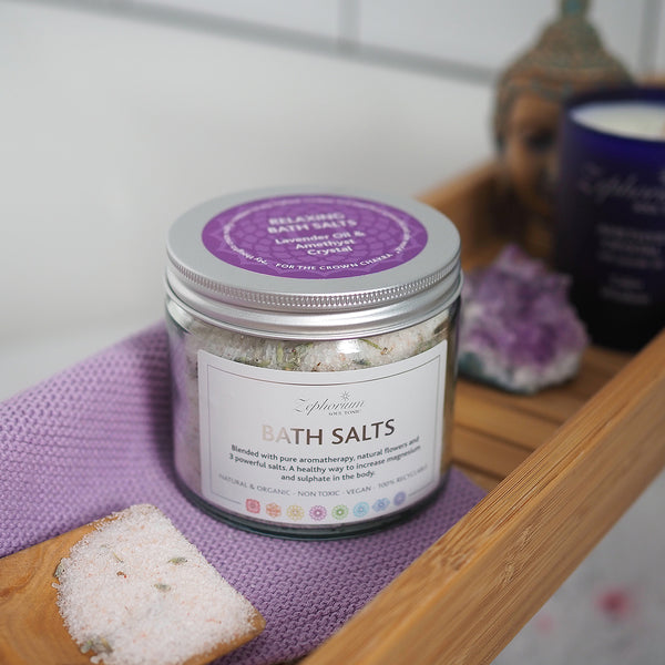 NEW Zephorium Bath Salts  - Relaxing Amethyst Crystal & Lavender OIl